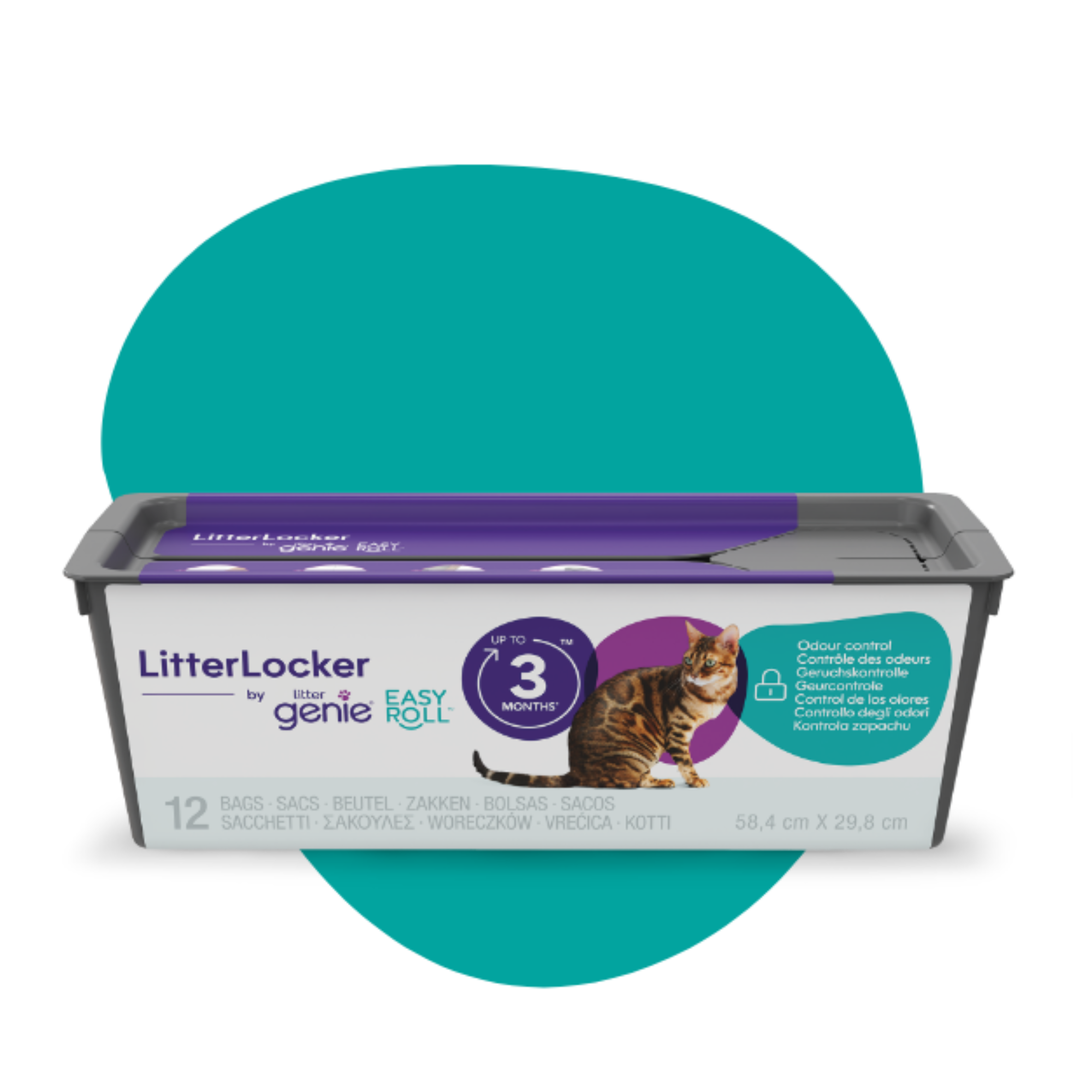 Litter Genie Easy Roll Nachfüllbeutel (2 Rollen) – 65% Recycelter Kunststoff, 24 Beutel Pro Rolle | Ohne Plastikverpackung